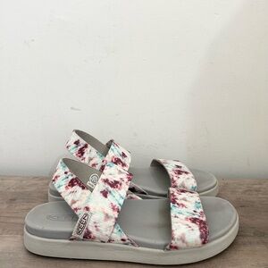 KEEN Women's Elle Backstrap platform open toe Wedge Sandal - Andorra/Tie Dye- 11